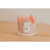 Cutest Little Party Party Time # 5 Mosaic Glitter + White Pom Trim/hot Pink + White Glitter Crown