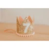 Cutest Little Party Party Time # 7 Gold Glitter + Blush Pom Trim + White Glitter Crown