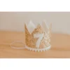 Cutest Little Party # 7 Gold Glitter + White Pom Trim + White Glitter Crown Party Time
