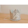 Cutest Little Party # 1/2 Silver Glitter + Baby Blue Pom Trim + White Glitter Crown Party Time