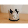 Cutest Little Party # 3 Silver Glitter + Navy Pom Trim + White Glitter Crown Party Time