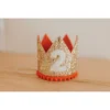 Cutest Little Party # 2 Gold Glitter + Red Pom Trim + White Glitter Crown