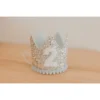 Cutest Little Party # 2 Silver Glitter + Baby Blue Pom Trim + White Glitter Crown