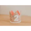Cutest Little Party # 2 Mosaic Glitter + White Pom Trim/hot Pink + White Glitter Crown Party Time