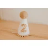 Cutest Little Party Party Time # 2 White Glitter + Toast Pom Trim/white Lining + Toast Felt Party Hat