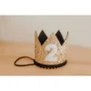 Cutest Little Party # 2 Gold Glitter + Black Pom Trim + White Glitter Crown Party Time
