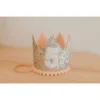 Cutest Little Party # 5 Silver Glitter + Blush Pom Trim + White Glitter Crown