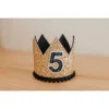 Cutest Little Party # 5 Gold Glitter + Black Pom Trim + Black Glitter Crown