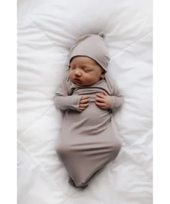 Three Little Tots Preemie + Newborn Harbor Mist Knotted Beanie