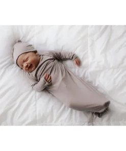 Three Little Tots Preemie + Newborn Harbor Mist Knotted Beanie