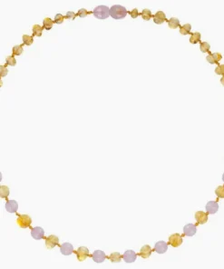 Powell's Owl Amber Gemstone Honey + Quartz Necklace Jewelry