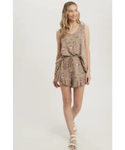 J+j Leopard Mocha Tank Lounge Set Sets