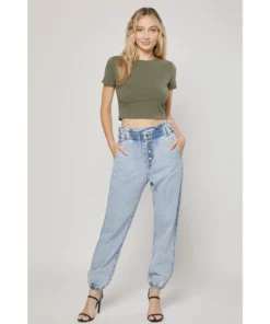 J+j Paperbag Denim Women Joggers Pants Jeans Jeans + Pants