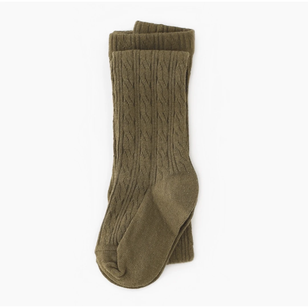 Little Stocking Co Olive Cable Knit Tights Footwear 3 Little Stocking Co Olive Cable Knit Tights Footwear
