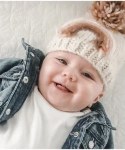 Huggalugs Mauve Rainbow Knit Beanie Knits