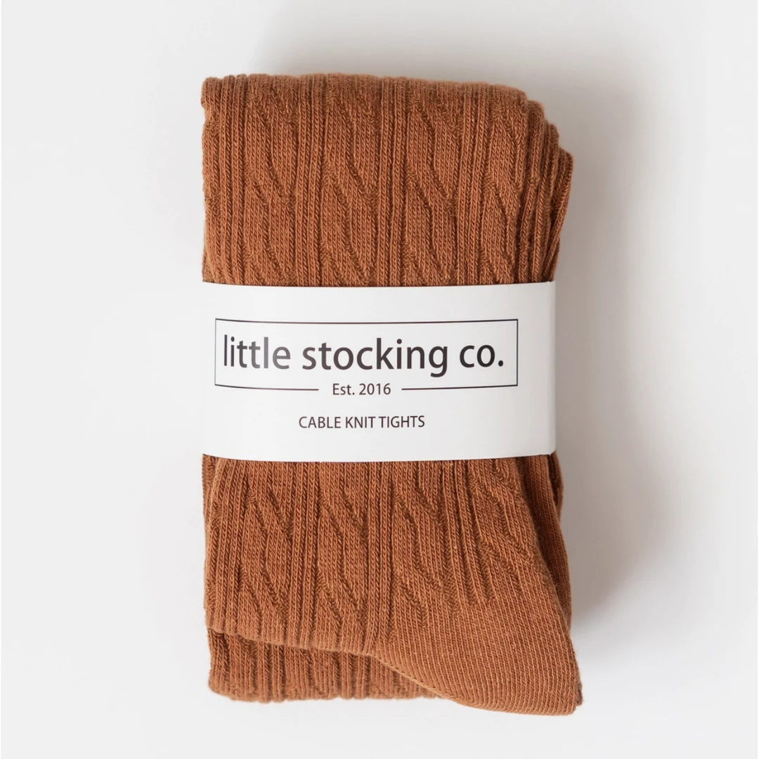 Little Stocking Co Footwear Sugar Almond Cable Knit Tights 3 Little Stocking Co Footwear Sugar Almond Cable Knit Tights