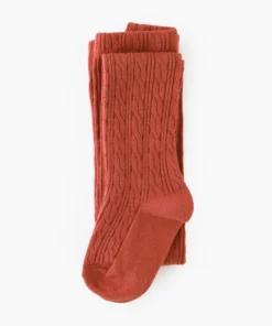 Little Stocking Co Rust Cable Knit Tights