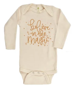 House Of Luna Bodysuits Believe In The Magic Natural Long Sleeve Organic Onesie
