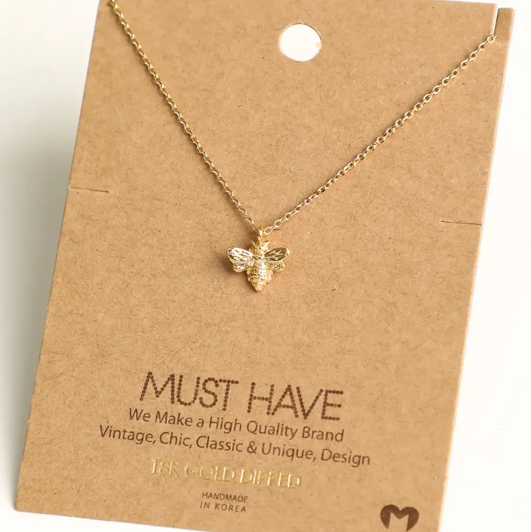 Fame Accessories Necklaces Mini Bee Pendant Necklace 3 Fame Accessories Necklaces Mini Bee Pendant Necklace