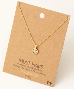 Fame Accessories Mini Smiley Face Jewel Pendant Necklace Necklaces