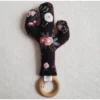 Prickly Pear Lane Black + Pink Floral Cactus Rattle Toys