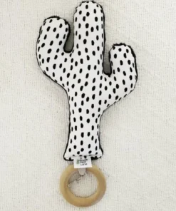 Prickly Pear Lane Black + White Polka Dot Cactus Rattle Toys