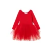 I Love Plum Red Long Sleeve Tutu Dress