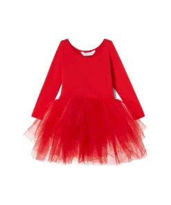 I Love Plum Red Long Sleeve Tutu Dress