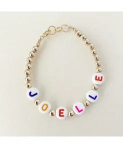 Little Lunds Co Custom Name Rainbow + Gold Bracelet Jewelry