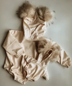 Minikane Cream Pom Pom Long Sleeve Romper