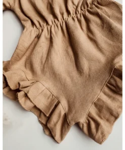 Minikane Overalls + Rompers Tan Ruffle Scrunch Romper