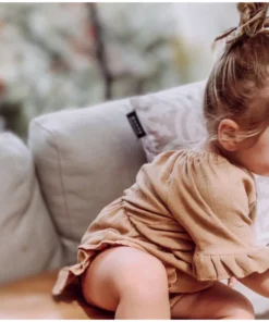 Minikane Overalls + Rompers Tan Ruffle Scrunch Romper