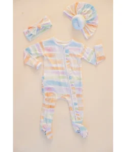 Sleepers Sunset Stripe Bamboo Zip Sleeper + Ruffles - Arrows & Bow X Joss + J