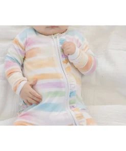 Sleepers Sunset Stripe Bamboo Zip Sleeper + Ruffles - Arrows & Bow X Joss + J