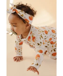 Orange Blossom Bamboo Zip Sleeper + Ruffles - Arrows & Bow X Joss + J Sleepers