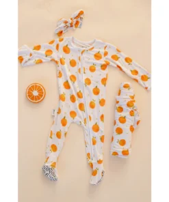 Sleepers Oranges Bamboo Zip Sleeper + Ruffles - Arrows & Bow X Joss + J