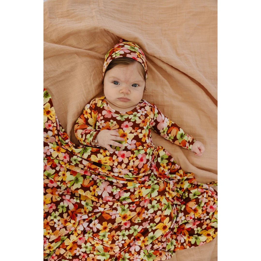 Liberty Floral Bamboo Knotted Gown - Arrows & Bow X Joss + J Preemie + Newborn 4 Liberty Floral Bamboo Knotted Gown - Arrows & Bow X Joss + J Preemie + Newborn