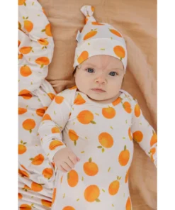 Oranges Bamboo Knotted Gown - Arrows & Bow X Joss + J Preemie + Newborn