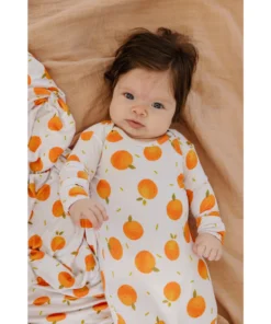Oranges Bamboo Knotted Gown - Arrows & Bow X Joss + J Preemie + Newborn