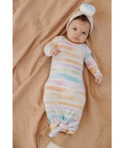 Sunset Stripe Bamboo Knotted Gown - Arrows & Bow X Joss + J