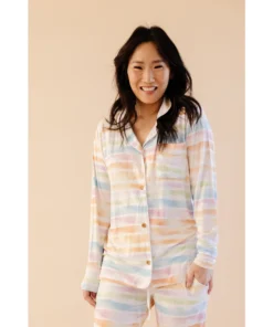 Sunset Stripes Bamboo Women's Luxe Lounge Set - Arrows & Bow X Joss + J