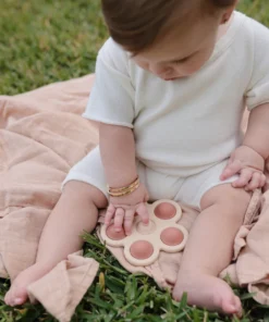 Mushie Rose + Blush + Shifting Sand Flower Press Toy Toys