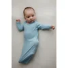 Three Little Tots Baby Blue Ribbed Knotted Gown