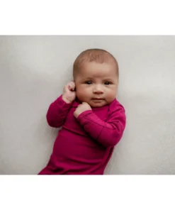Three Little Tots Preemie + Newborn Magenta Ribbed Knotted Gown