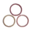 Mushie Toys Linen + Peony + Pale Pink Pearl Teething Bracelet Set