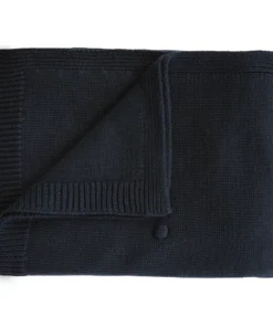 Mushie Swaddles + Blankets Dark Navy Knitted Textured Dots Blanket