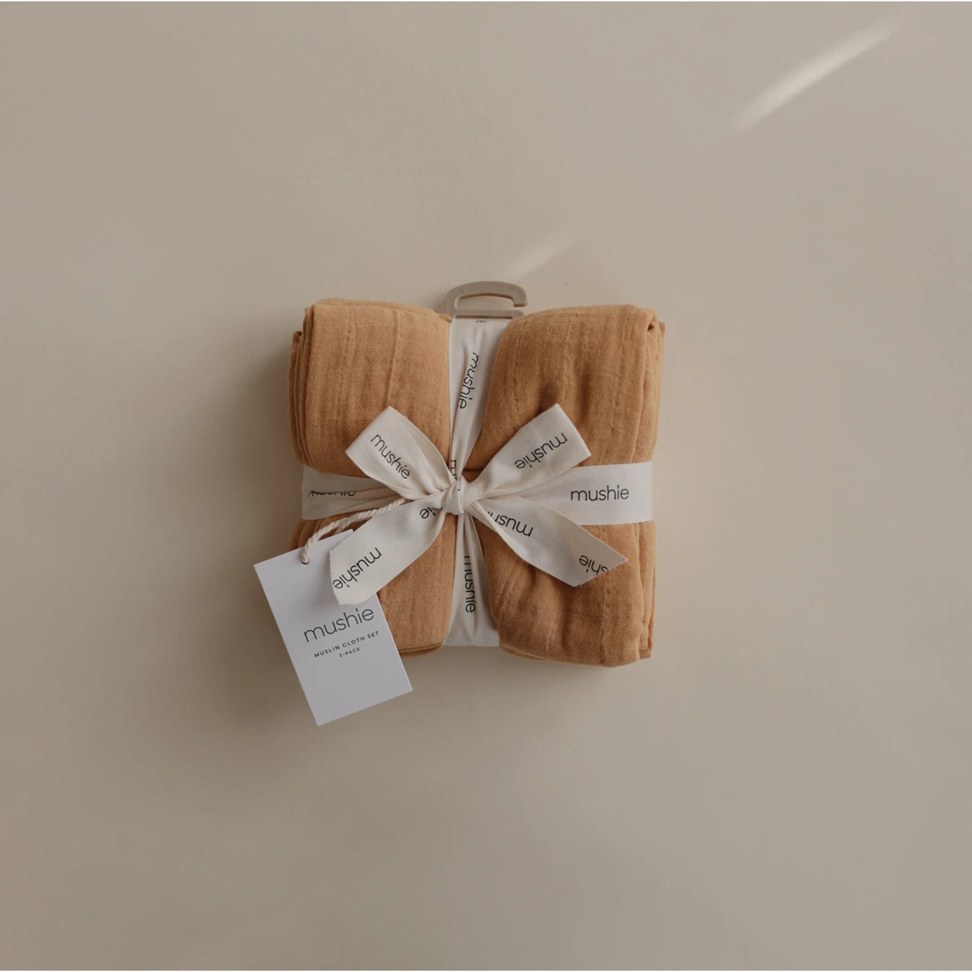 Mushie Bath Goods Fall Yellow 3-pack Muslin Cloths 5 Mushie Bath Goods Fall Yellow 3-pack Muslin Cloths