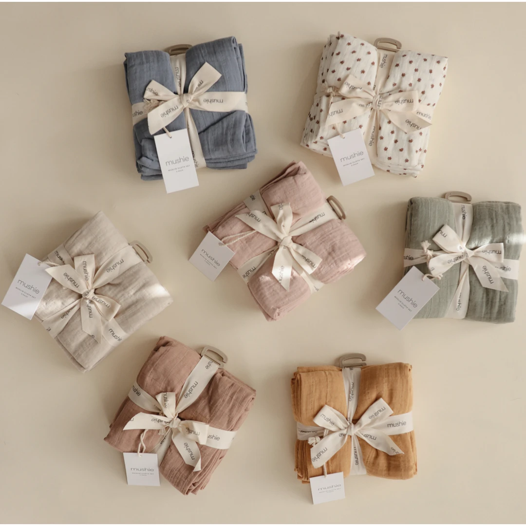 Mushie Bath Goods Fall Yellow 3-pack Muslin Cloths 7 Mushie Bath Goods Fall Yellow 3-pack Muslin Cloths