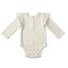 Pehr Bodysuits Petal Stripe Ruffle Long Sleeve Onesie