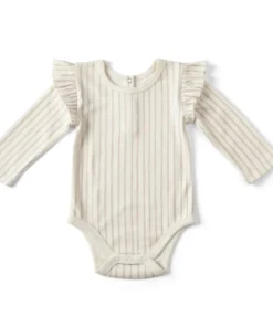 Pehr Bodysuits Petal Stripe Ruffle Long Sleeve Onesie
